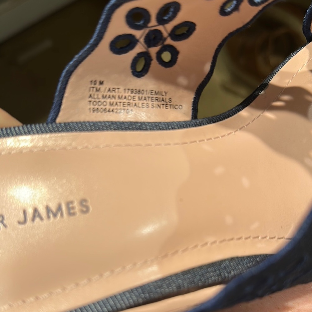 Draper James Navy Blue Cutout Espadrille Wedge Sandals - Picture 4 of 14